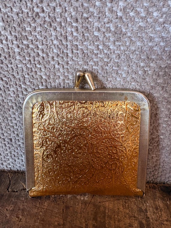 Retro Double Gold Lame Mirror Compact View 2