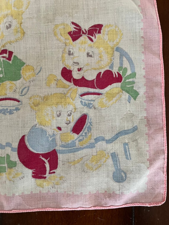 Adorable vintage three little bears handkerchief … - image 6