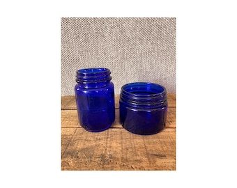 Antique cobalt blue bottles glass medicine Vicks Noxema