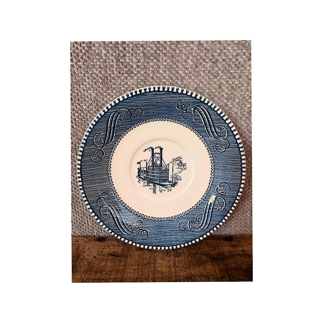 Blue Steamboat Plate - Etsy