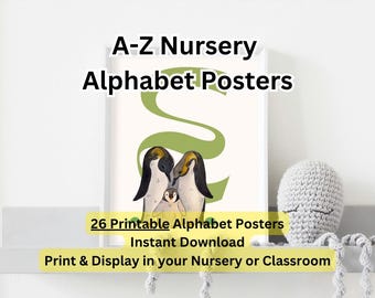 Impression pour chambre d'enfant alphabet animal | Posters de A à Z (téléchargement numérique)