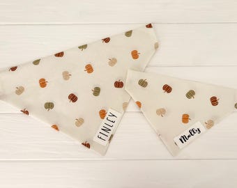 Personalized Fall Dog Bandana - Autumn bandana - Halloween dog bandana, customized bandana - pumpkin bandana - cat bandana - over the collar