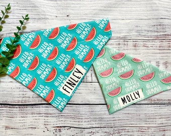 Personalized Hello Summer Pet Bandana - Summer Bandana - Custom Dog Bandana - Over the collar dog bandana - slide on bandana -gifts for dogs