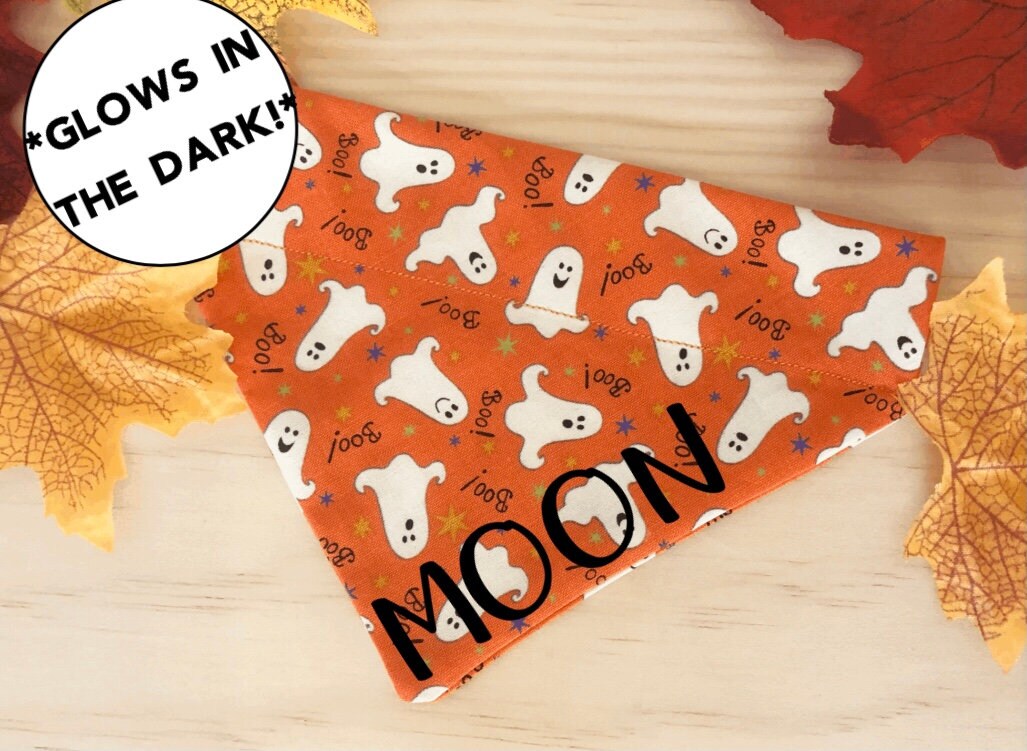 Personalized Halloween GLOW in the DARK Dog Bandana Etsy