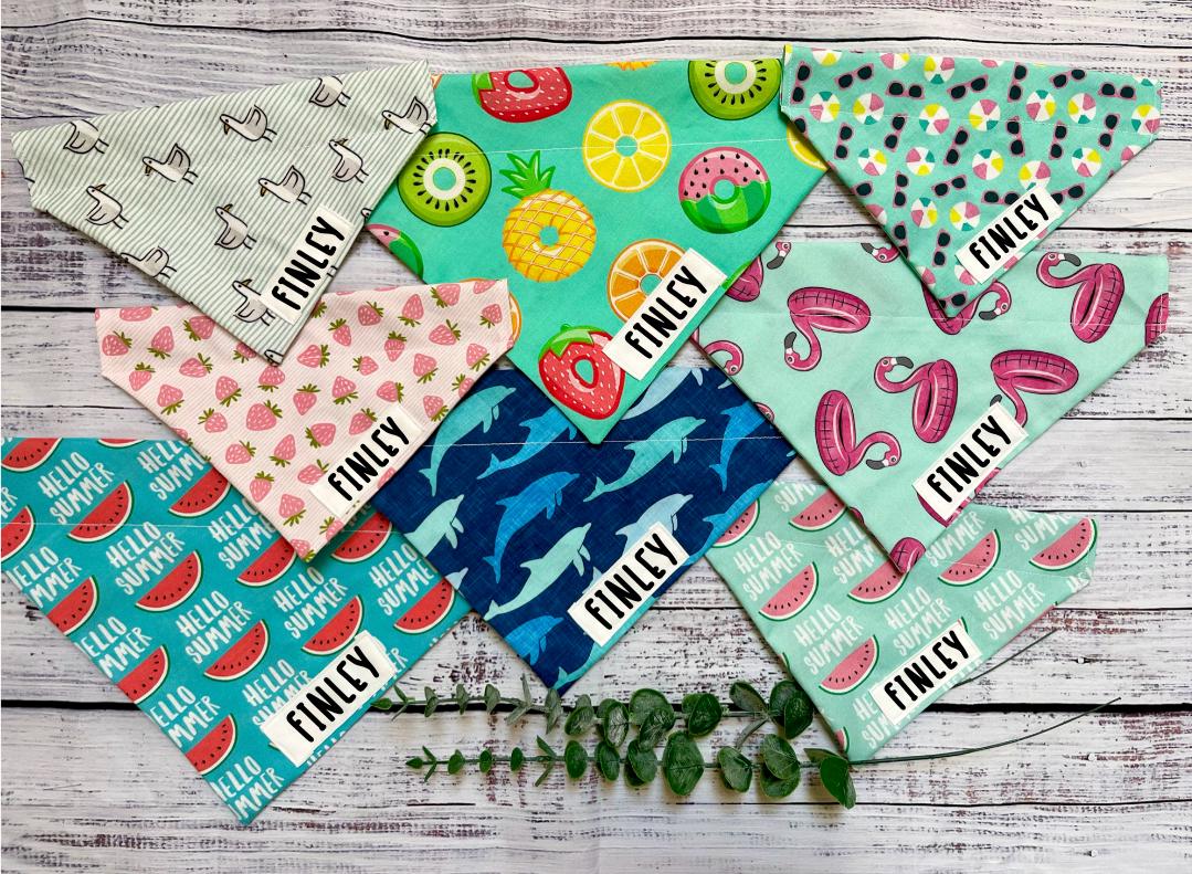Personalized Summer Pet Bandana - Summer Pet Bandana - Custom dog bandana - over the collar - slide on bandana - dog gifts - puppy gifts