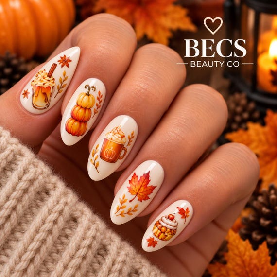20 Thanksgiving Nail Ideas for a Festive Fall Manicure 21 Pumpkin Spice Decals