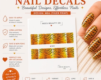 Tiger Print Nail Art Water Decals | Animal Print Waterslide Stickers (DIY Nails)