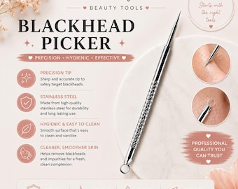 Stainless Steel Blackhead Picker Tool | Double-Ended Acne Extractor for Clearer Skin