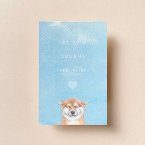 Mini impressão artística/cartão postal de Shiba Inu