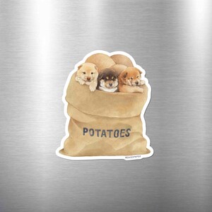 Shiba Inu Magnet - Puppy Potatoes, Waterproof, Weatherproof