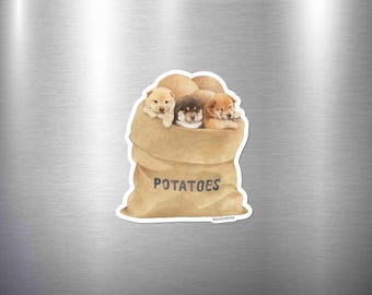 Shiba Inu Magnet - Puppy Potatoes, Waterproof, Weatherproof