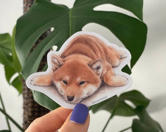 Lazy Shiba Inu Sticker, Waterproof, Die-cut Vinyl Sticker