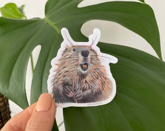 Beaver Sticker, Waterproof, Die-cut Vinyl Sticker