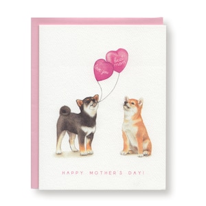 Carte de voeux Shiba Inu pour la fête des mères, bonne fête des mères