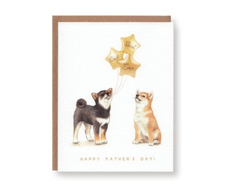 Happy Father's Day Shiba Inu Father's Day-wenskaart, beste vader-kaart