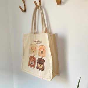 Shiba Inu Toast Chart Cotton Tote Bag