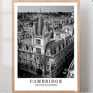 Cambridge Travel Print Black and White Cambridge City Poster Cambridge England Wall Art Print Minimalist Cambridge Wall Décor Poster Gift
