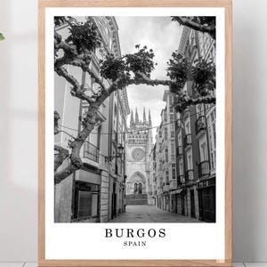 Burgos Reisedruck Schwarzweiß Burgos Stadt Poster Burgos Spanien Wand Kunst Druck Minimalistisches Burgos Wand Dekor Poster Geschenk