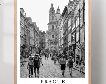 Prague Travel Print Black and White Prague City Poster Prague Czech Republic Wall Art Print Minimalist Prague Wall Décor Poster Gift