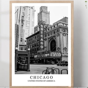 Poster di viaggio di Chicago, foto in bianco e nero di Chicago, punto di riferimento della città di Chicago, stampa artistica da parete di Chicago, decorazioni di Chicago, poster di Chicago, regalo artistico