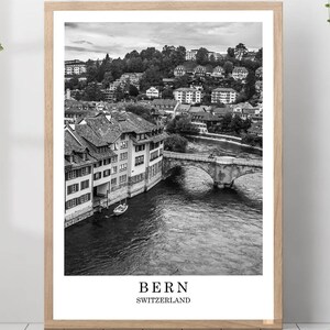 Bern Travel Print Black and White Poster Bern City Poster Bern Swinzerland Wall Art Print Bern Minimalist Wall Décor Bern Poster Gift