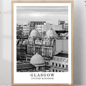 Glasgow Travel Print Black and White Glasgow City Poster Glasgow Scotland Wall Art Print Minimalist Glasgow Wall Décor Poster Gift
