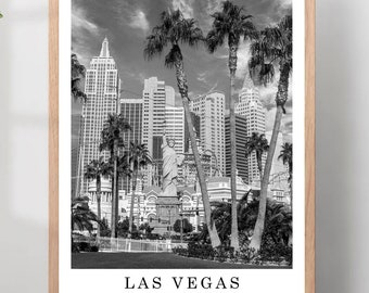 Las Vegas Travel Print, Schwarzweiß-Nevada-Foto, minimalistisches Wandkunst-Poster, Las Vegas Strip