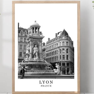 Lyon France Travel Poster Black and White Lyon Photo Lyon City Landmark Lyon Poster Lyon Wall Art Print Lyon Decor Lyon Gift Poster