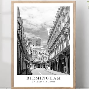 Birmingham Travel Print Black and White Birmingham City Poster Birmingham UK Wall Art Print Minimalist Birmingham Wall Décor Poster Gift
