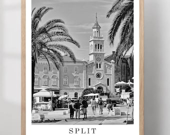 Split Croatia Travel Poster Split Black and White Photo Split City Landmark Split Poster Split Wall Art Print Split Decor Split Gift Poster