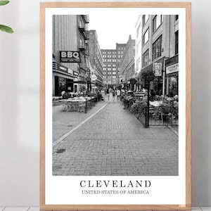 Cleveland Travel Print Black and White Cleveland City Poster Cleveland Ohio Wall Art Print Minimalist Cleveland Wall Décor Poster Gift