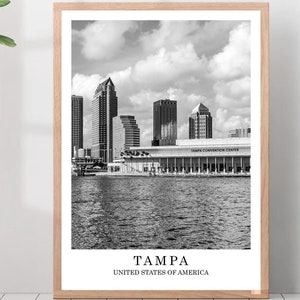 Tampa Florida Travel Print Black and White Tampa City Poster Tampa United States Wall Art Print Minimalist Tampa Wall Décor Poster Gift