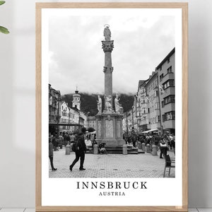 **Innsbruck Reise-Druck Schwarz Weiß **Innsbruck Stadt Poster **Innsbruck Österreich Wand Kunst Druck** Minimalistisches **Innsbruck** Wanddekor Poster Geschenk