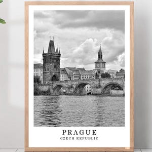 Prague Charles Bridge Travel Print Prague City Poster Prague Czech Republic Wall Art Print Minimalist Prague Wall Décor Poster Gift