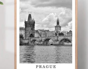 Prague Charles Bridge Travel Print Prague City Poster Prague Czech Republic Wall Art Print Minimalist Prague Wall Décor Poster Gift