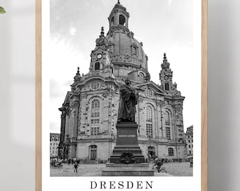 Dresden reizen afdrukken Dresden zwart-wit foto Dresden stad landmark Dresden poster Dresden Wall Art Dresden decor Dresden poster cadeau kunst