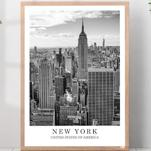 New York Travel Print Black and White New York City Poster New York United States Wall Art Print Minimalist New York Wall Décor Poster Gift