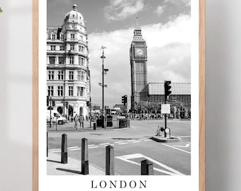 London Travel Print Black and White London City Westminster Poster London England Wall Art Print Minimalist London Wall Décor Poster Gift