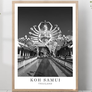 Koh Samui Thailand Travel Poster Koh Samui Black and White Photo Koh Samui Island Landmark Koh Samui Wall Art Print Koh Samui Gift Poster