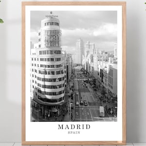 Madrid Travel Print Black and White Madrid City Poster Madrid Spain Wall Art Print Minimalist Madrid Wall Décor Poster Gift