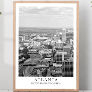 Atlanta Travel Print Black and White Atlanta City Poster Atlanta Georgia Wall Art Print Minimalist Atlanta Wall Décor Poster Gift