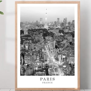 Paris Travel Print Eiffel Tower Black and White Photo Paris City Poster Paris France Wall Art Print Minimalist Paris Wall Décor Poster Gift