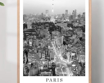 Eiffel Tower Paris Print Black and White City Photography Minimalist Wall Art Decor France Poster