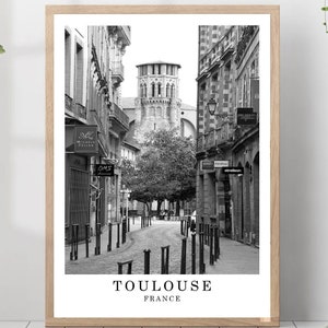 Impression voyage Toulouse France Photo noir et blanc Toulouse affiche monument de la ville de Toulouse Art déco murale Toulouse affiche art cadeau Toulouse