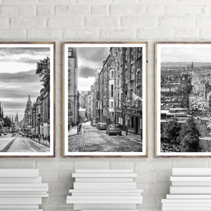 Edinburgh Set of 3 Travel Print Edinburgh Black and White Photo Edinburgh City Landmark Edinburgh Wall Art Décor Edinburgh Gift Art Poster