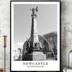 Cartaz de viagem de Newcastle Foto em preto e branco de Newcastle Arte de parede de Newcastle Ponto turístico da cidade de Newcastle Cartaz de presente de Newcastle para download digital