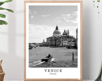 Venice Travel Print Black and White Venice City Canale Grande Poster Venice Italy Wall Art Print Minimalist Venice Wall Décor Poster Gift