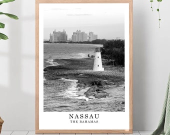 Póster de viaje de Nasáu Foto en blanco y negro de Nasáu Monumento de la ciudad de Nasáu Póster de Nasáu Arte de pared de Nasáu Decoración de Nasáu Póster de Nasáu Arte de regalo