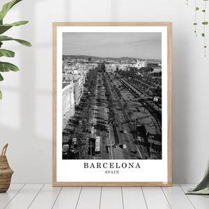 Barcelona Travel Poster Black and White Photo Barcelona City Landmark Barcelona Wall Art Print Barcelona Decor Barcelona Poster Gift Art