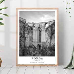 Puente Nuevo Ronda Travel Black and White Photo Spanish Landmark Andalusia Poster Ronda Wall Art Print Tourist Attraction Ronda Gift Poster